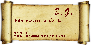 Debreczeni Gréta névjegykártya